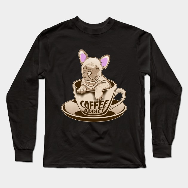 Puppy and Coffee Addict Long Sleeve T-Shirt by pujartwork